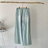 【ハモミシノオトナフク】Denim pleated wide-leg pants