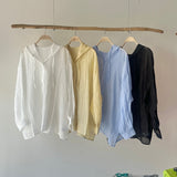 【ハモミシノオトナフク】Sheer Washed Hooded Shirt
