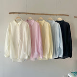【ハモミシノオトナフク】Sheer striped oversized shirt