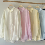 【ハモミシノオトナフク】Sheer striped oversized shirt
