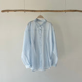 【ハモミシノオトナフク】Sheer striped oversized shirt