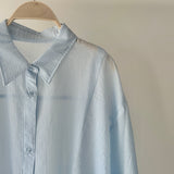 【ハモミシノオトナフク】Sheer striped oversized shirt