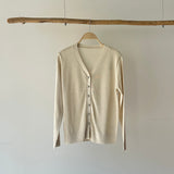 【ハモミシノオトナフク】Linen-touch metal button sheer cardigan