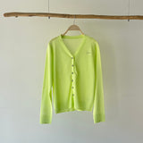 【ハモミシノオトナフク】Linen-touch metal button sheer cardigan