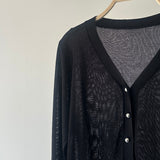【ハモミシノオトナフク】Linen-touch metal button sheer cardigan