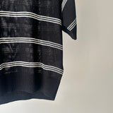 【ハモミシノオトナフク】Sheer striped polo pullover