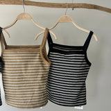 【ハモミシノオトナフク】Striped ribbed tank top