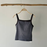 【ハモミシノオトナフク】Striped ribbed tank top