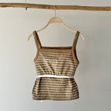 【ハモミシノオトナフク】Striped ribbed tank top
