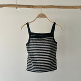 【ハモミシノオトナフク】Striped ribbed tank top