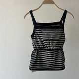 【ハモミシノオトナフク】Striped ribbed tank top
