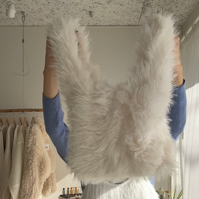 【ハモミシノオトナフク】Faux fur tote bag