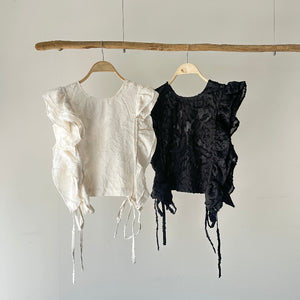 【ハモミシノオトナフク】Fringe Jacquard Frill Vest