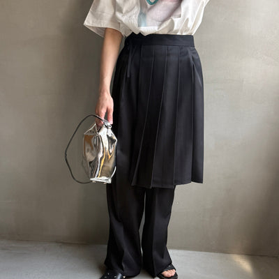 【ハモミシノオトナフク】Wrap pleated skirt pants