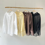 【ハモミシノオトナフク】Sheer Ruffle Shirt