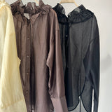 【ハモミシノオトナフク】Sheer Ruffle Shirt