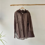 【ハモミシノオトナフク】Sheer Ruffle Shirt