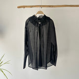 【ハモミシノオトナフク】Sheer Ruffle Shirt