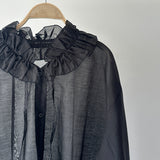 【ハモミシノオトナフク】Sheer Ruffle Shirt