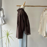 【ハモミシノオトナフク】Sheer Ruffle Shirt