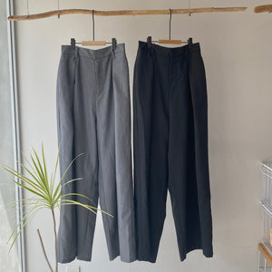 【ハモミシノオトナフク】Twill tuck wide pants