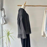 【ハモミシノオトナフク】Sheer Ruffle Shirt