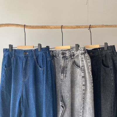 【ハモミシノオトナフク】Denim cocoon wide pants