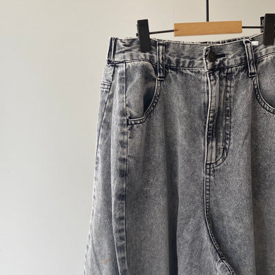 【ハモミシノオトナフク】Denim cocoon wide pants