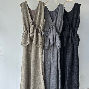 【ハモミシノオトナフク】Summer Tweed Ruffle All-in-One
