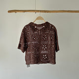 【ハモミシノオトナフク】Collared Open-Knit Cardigan
