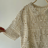 【ハモミシノオトナフク】Collared Open-Knit Cardigan