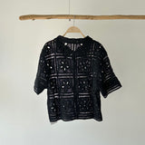 【ハモミシノオトナフク】Collared Open-Knit Cardigan