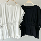 【ハモミシノオトナフク】Rib Knit & Organza Drawstring