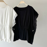 【ハモミシノオトナフク】Rib Knit & Organza Drawstring