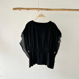 【ハモミシノオトナフク】Rib Knit & Organza Drawstring