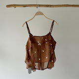 【ハモミシノオトナフク】Sheer Embroidered Overlay Cami