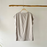 【ハモミシノオトナフク】Asymmetrical Twisted-Hem French-Sleeve Tee