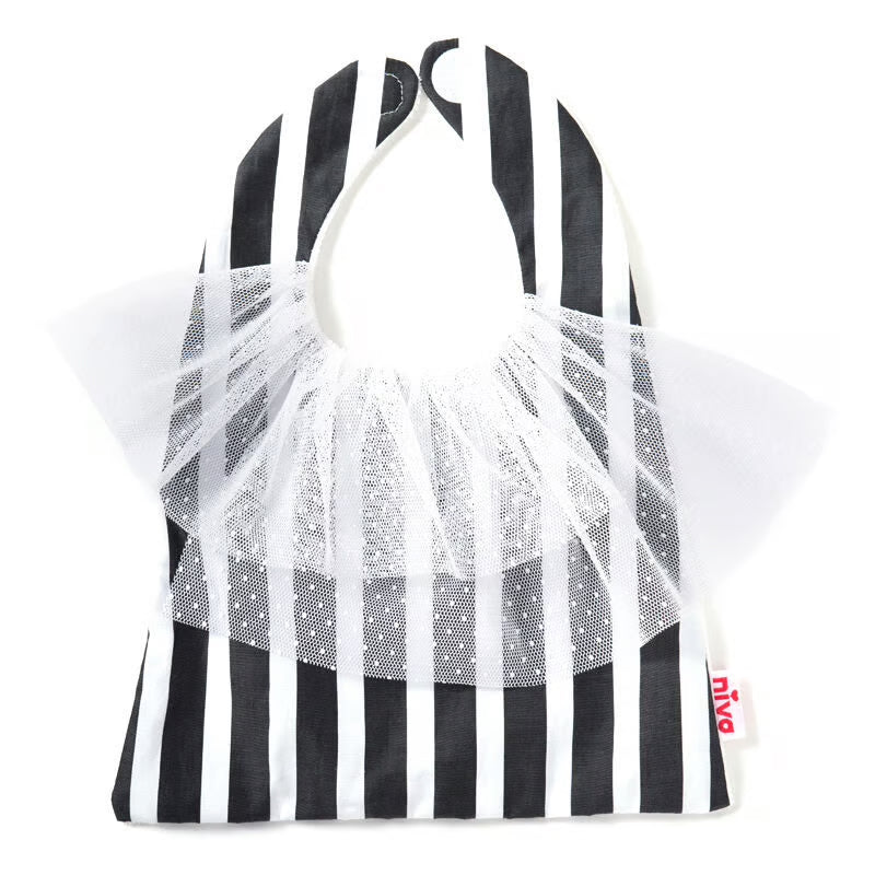 A stylish bib with a tulle collar and stripes / Tulle lace Collar Bib