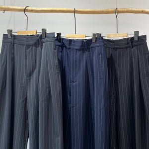 【ハモミシノオトナフク】Pinstripe tuck wide pants