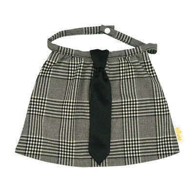 Chic Glen Check Body Bib with Tie / necktie - glen check 296