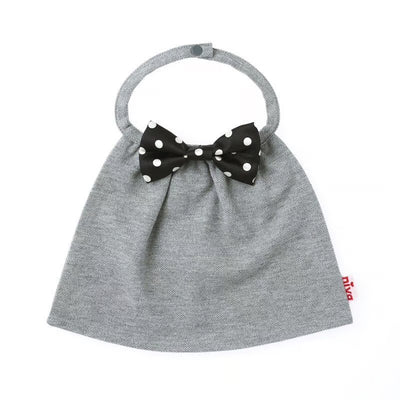 Black and white dot satin bow tie bib (gray) / butterfly tie