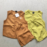 【hamomisi】Linen front button tank(100~150)