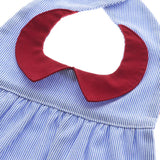 【Niva】真っ赤な襟付きブルーストライプの爽やかスタイ／Red collar bib