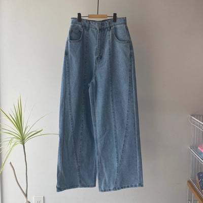 Denim panel pants【ハモミシノオトナフク】