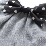 【Niva】黒白ドットのサテン蝶ネクタイ付きスタイ（グレー）／butterfly tie