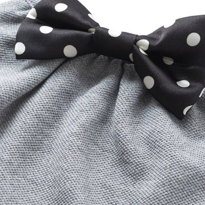 Black and white dot satin bow tie bib (gray) / butterfly tie