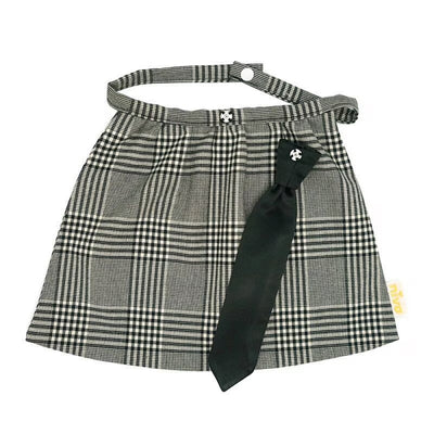 Chic Glen Check Body Bib with Tie / necktie - glen check 296