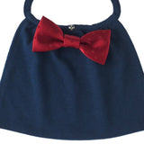 【Niva】深みレッド水玉サテン蝶ネクタイ付きスタイ（ネイビー）／butterfly tie 165