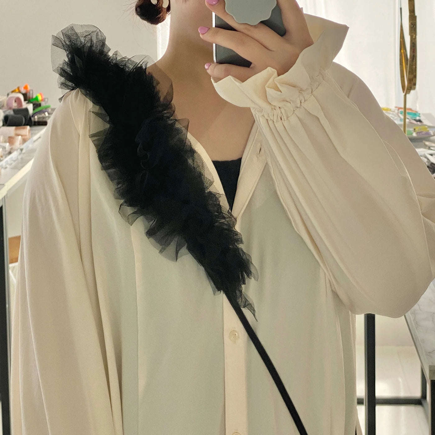 Tulle shoulder strap [Hamomishi adult clothing]