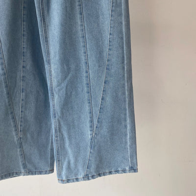 Denim panel pants【ハモミシノオトナフク】